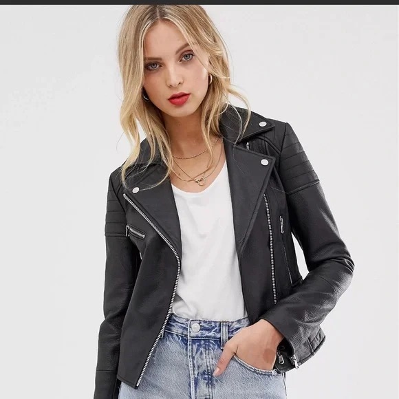 Barneys Originals Clara Black Napa Leather Moto Jacket | Small | Indie Sleeze - Picture 4 of 15